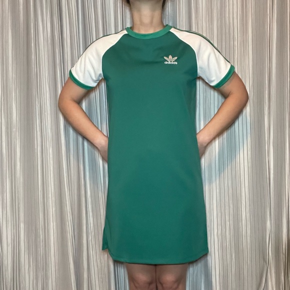 adidas Dresses Adidas Originals Womens Tennis Luxe Tshirt Dress Green And White Poshmark